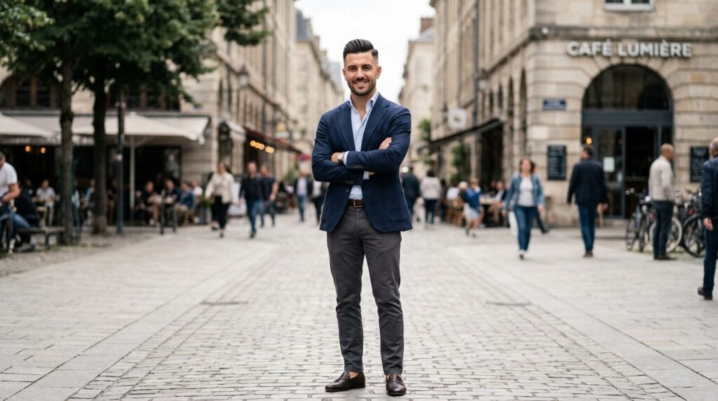 Well-dressed man in casual business attire with a perfectly 