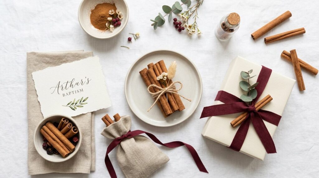 Flat lay fashion and lifestyle photography of cinnamon-theme