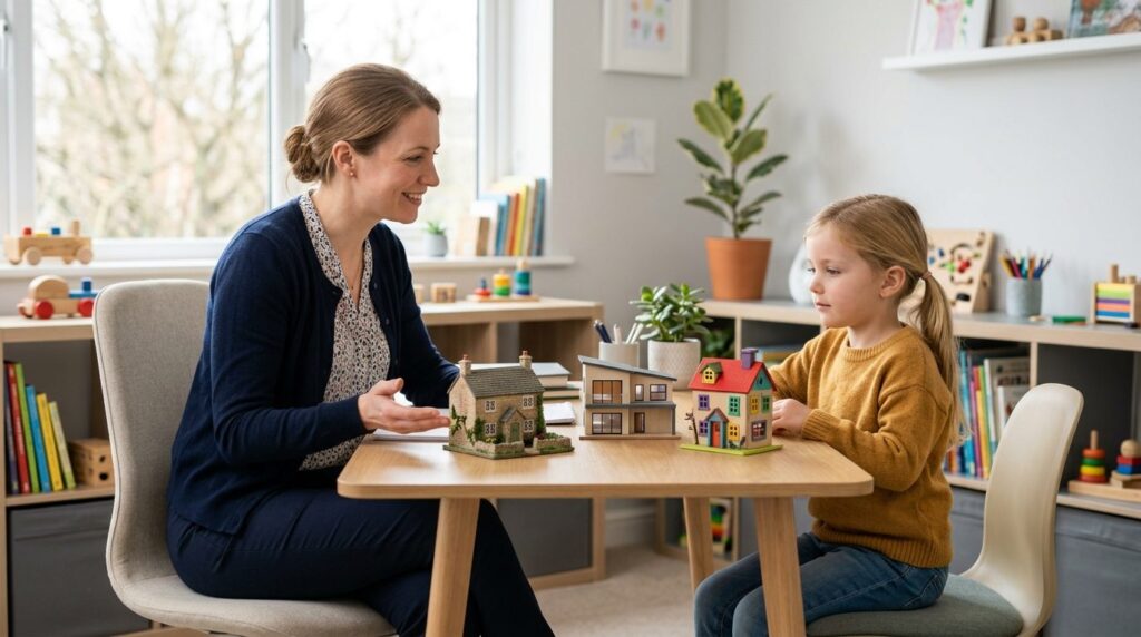 Professional lifestyle photograph of a compassionate child p